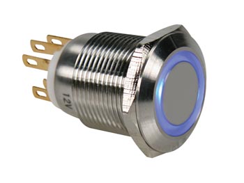 5A 230V Round Momentary Push Switch SPDT (1N/O, 1 N/C) - Stainless ...